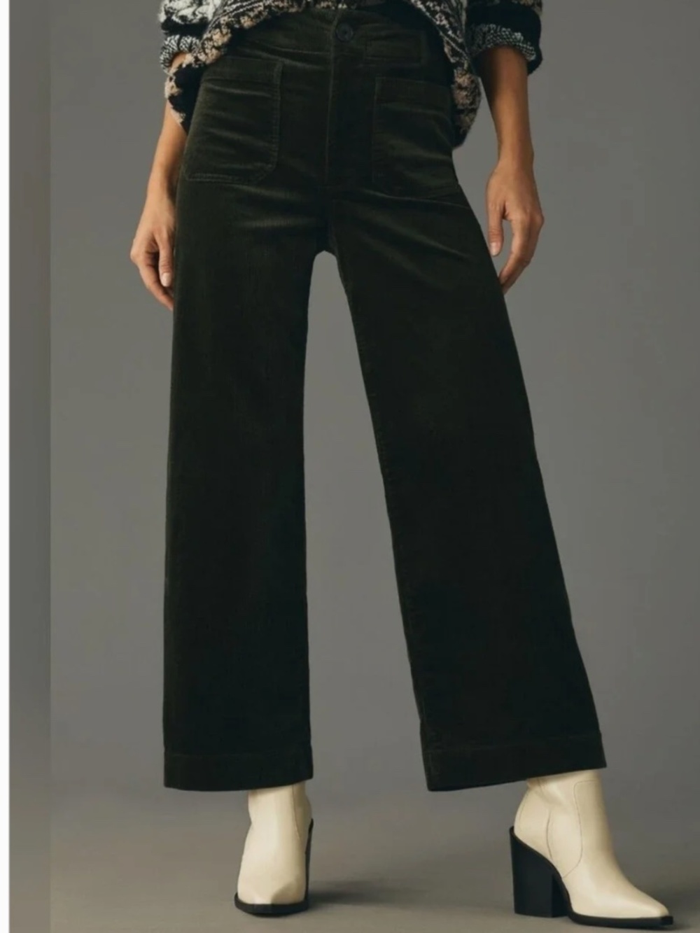 Anthropologie Maeve Colette Cropped Wide-Leg Cropped Corduroy Pants Size 25
